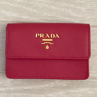 プラダ(PRADA)のPRADA プラダ カードケース サフィアーノ ピンク 極美品(名刺入れ/定期入れ)