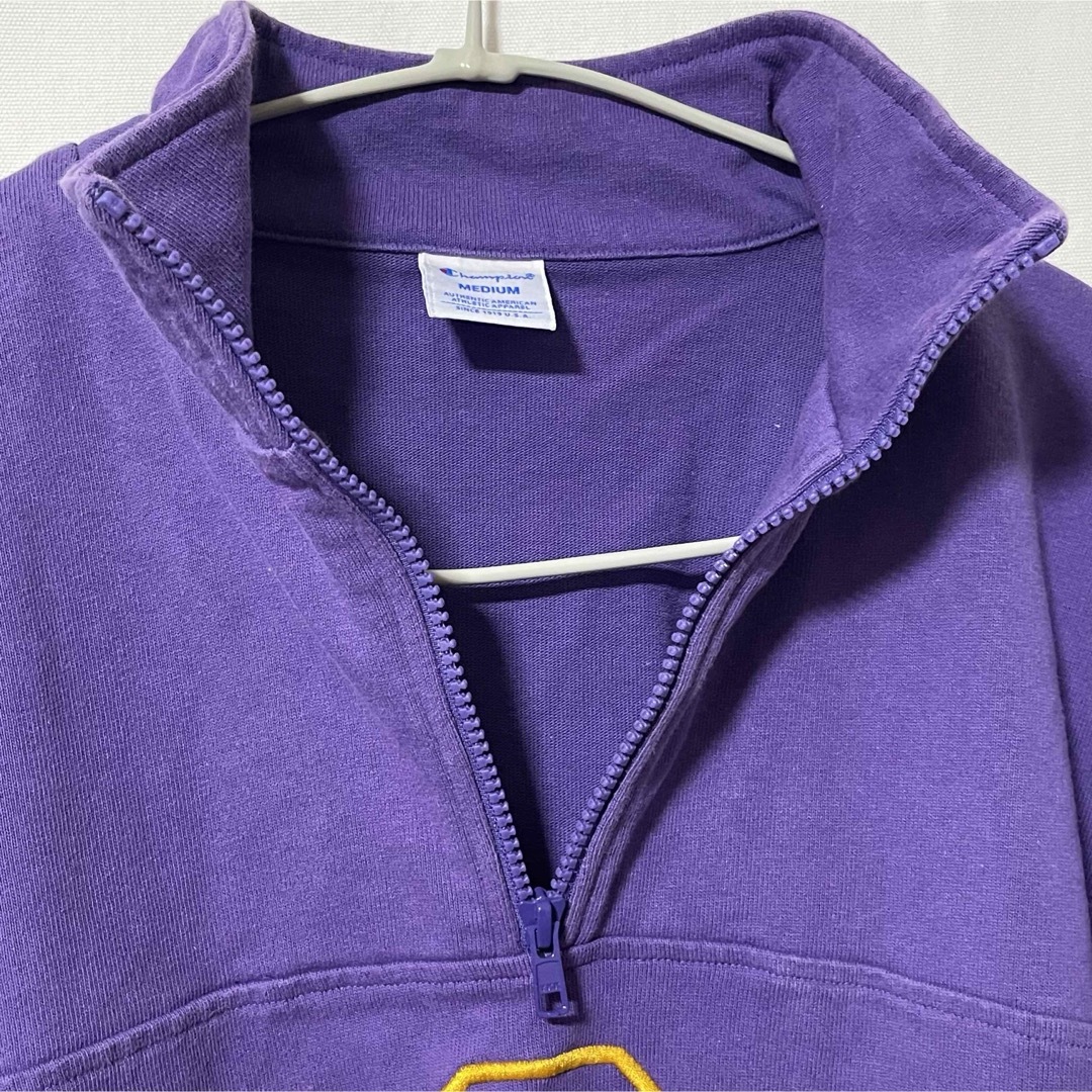 Champion(チャンピオン)のチャンピオン　スウェット　長袖　ハーフジップ　パープル×イエロー　男女兼用　M メンズのトップス(スウェット)の商品写真