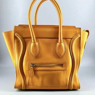 セリーヌ(celine)の極美品 CELINE ラゲージマイクロショッパー トート ハンドバッグ イエロー(ハンドバッグ)