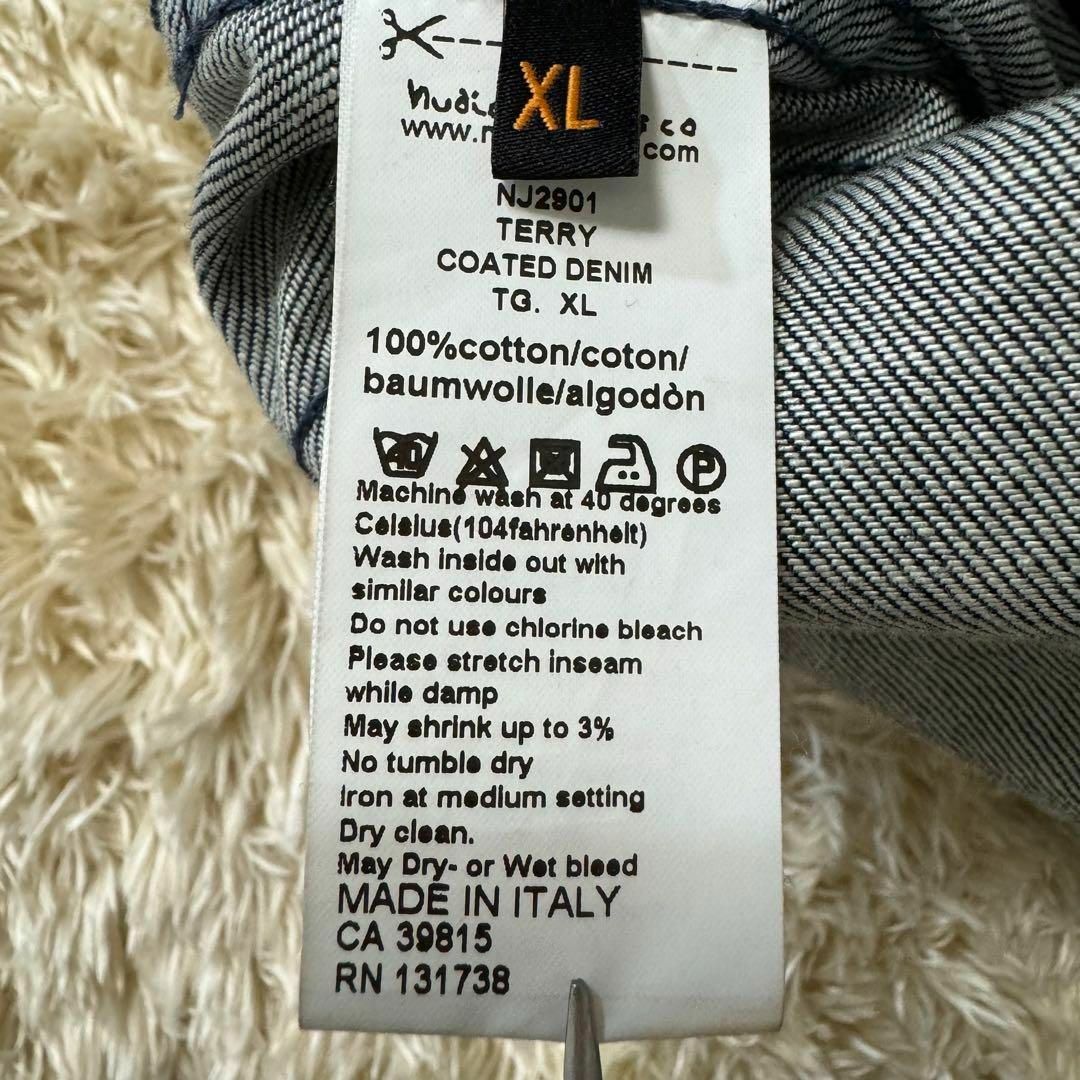 【希少デザイン】　ヌーディジーンズ　デニムジャケット　イタリア製　濃紺　XLXL実寸