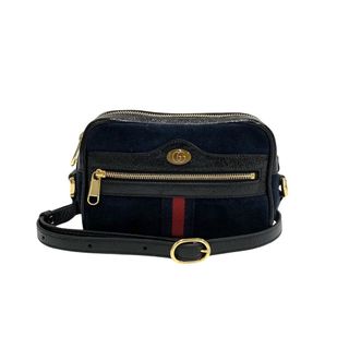 グッチ(Gucci)の極 美品 GUCCI グッチ オフィディア シェリーライン GG ロゴ 金具 スウェード レザー 本革 ミニ ショルダーバッグ ネイビー 28697(ショルダーバッグ)