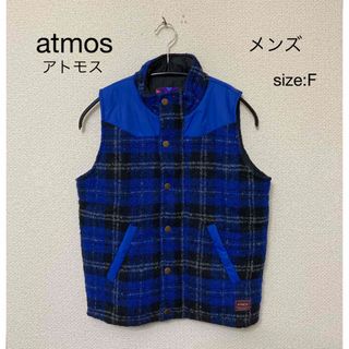 アトモス(atmos)のatmos アトモス 中綿ベスト ダウンベスト F ブルーチェック(ダウンベスト)