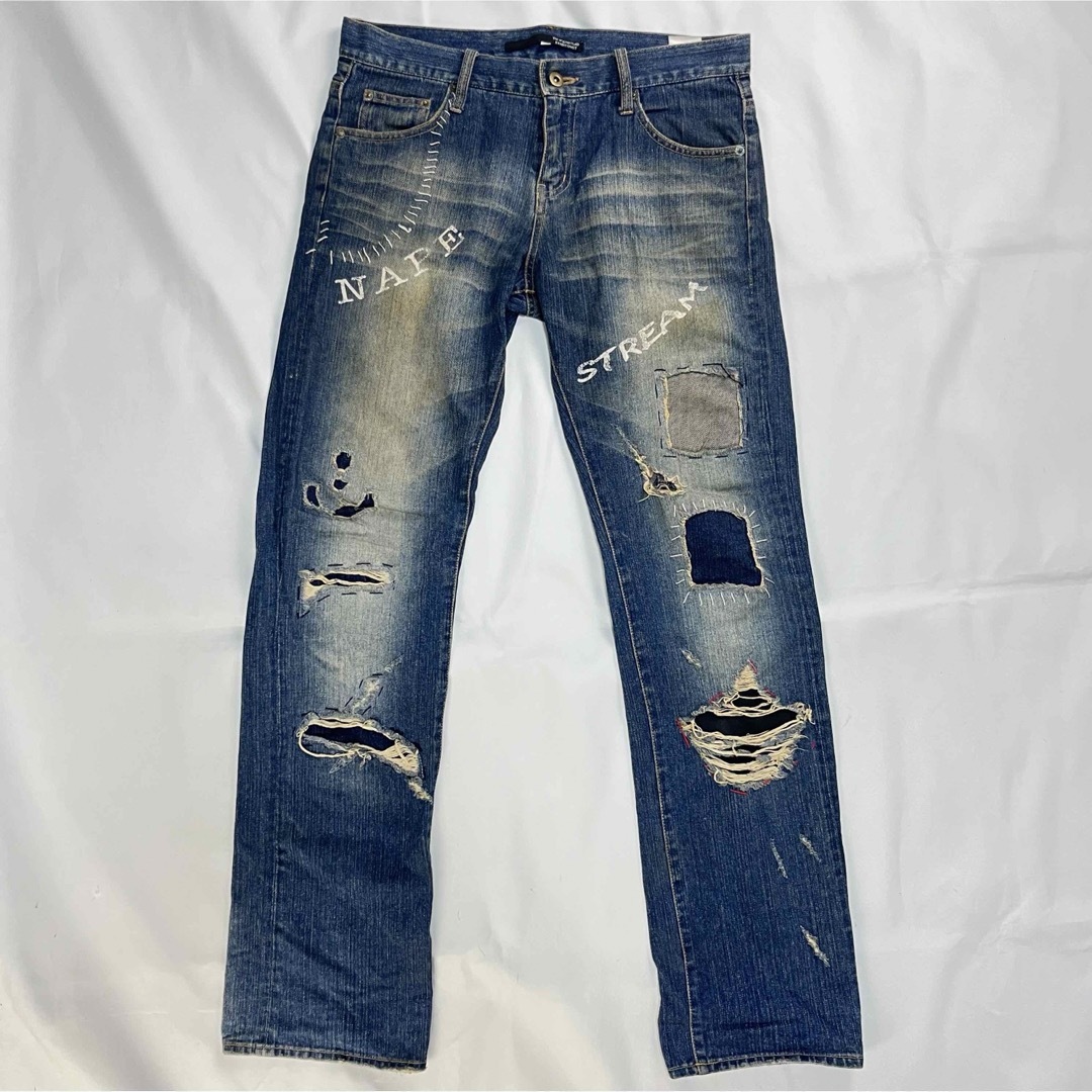 【UNKNOWN】damaged processing denim pantsメンズ