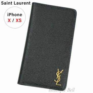 サンローラン(Saint Laurent)の【サンローラン】YSLロゴ iPhoneＸ iphoneXS 手帳型ケース BK(iPhoneケース)