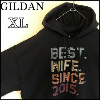 ギルタン(GILDAN)の【匿名配送】GILDANギルダンパーカー ブラック 黒 古着 ゆるダボ 大きめ(パーカー)