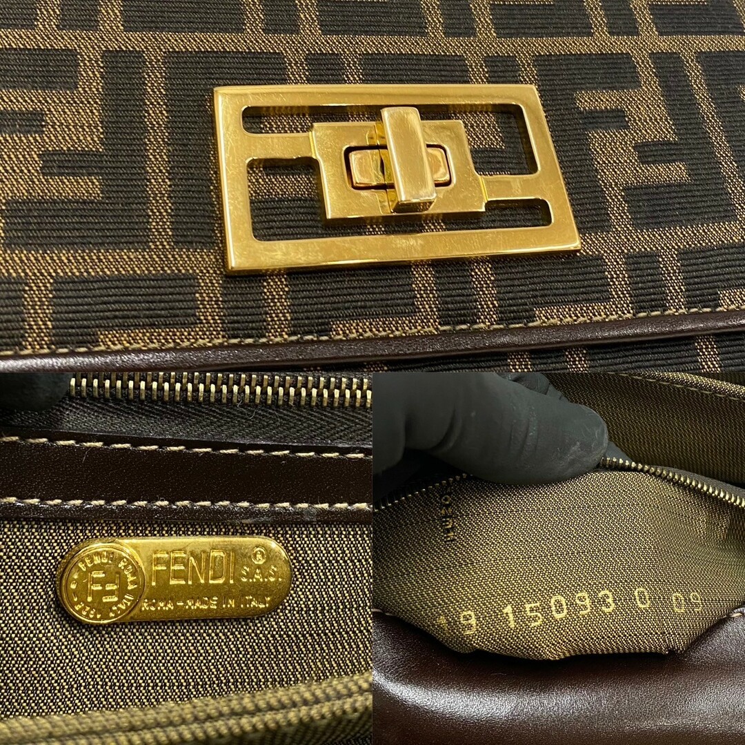 FENDI - 極 美品 FENDI フェンディ ズッカ 柄 FF ロゴ 金具 キャンバス