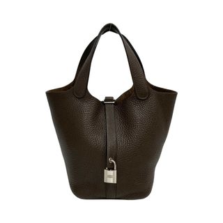 エルメス(Hermes)の極 美品 希少品 箱 袋 鍵付き □P 刻印 HERMES エルメス ピコタンロック PM トリヨンクレマンス レザー ハンドバッグ ブラウン 17134(ハンドバッグ)