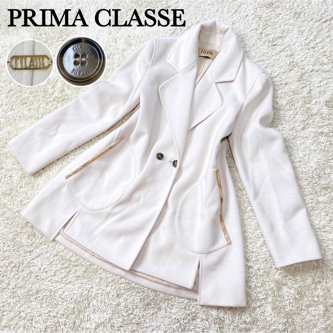 PRIMA CLASSE(プリマクラッセ)の【美品】プリマクラッセ マッパ柄 地図柄 チェスターコート アウター ミドル丈 レディースのジャケット/アウター(チェスターコート)の商品写真