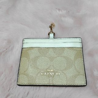 良品　COACH コーチ　シグネチャー　パスケース　定期入れ(パスケース/IDカードホルダー)