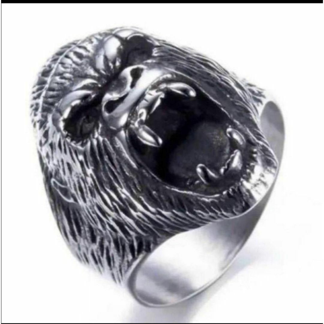 【SALE】リング メンズ シルバー アクセサリー ゴリラ 動物 指輪 16号 メンズのアクセサリー(リング(指輪))の商品写真