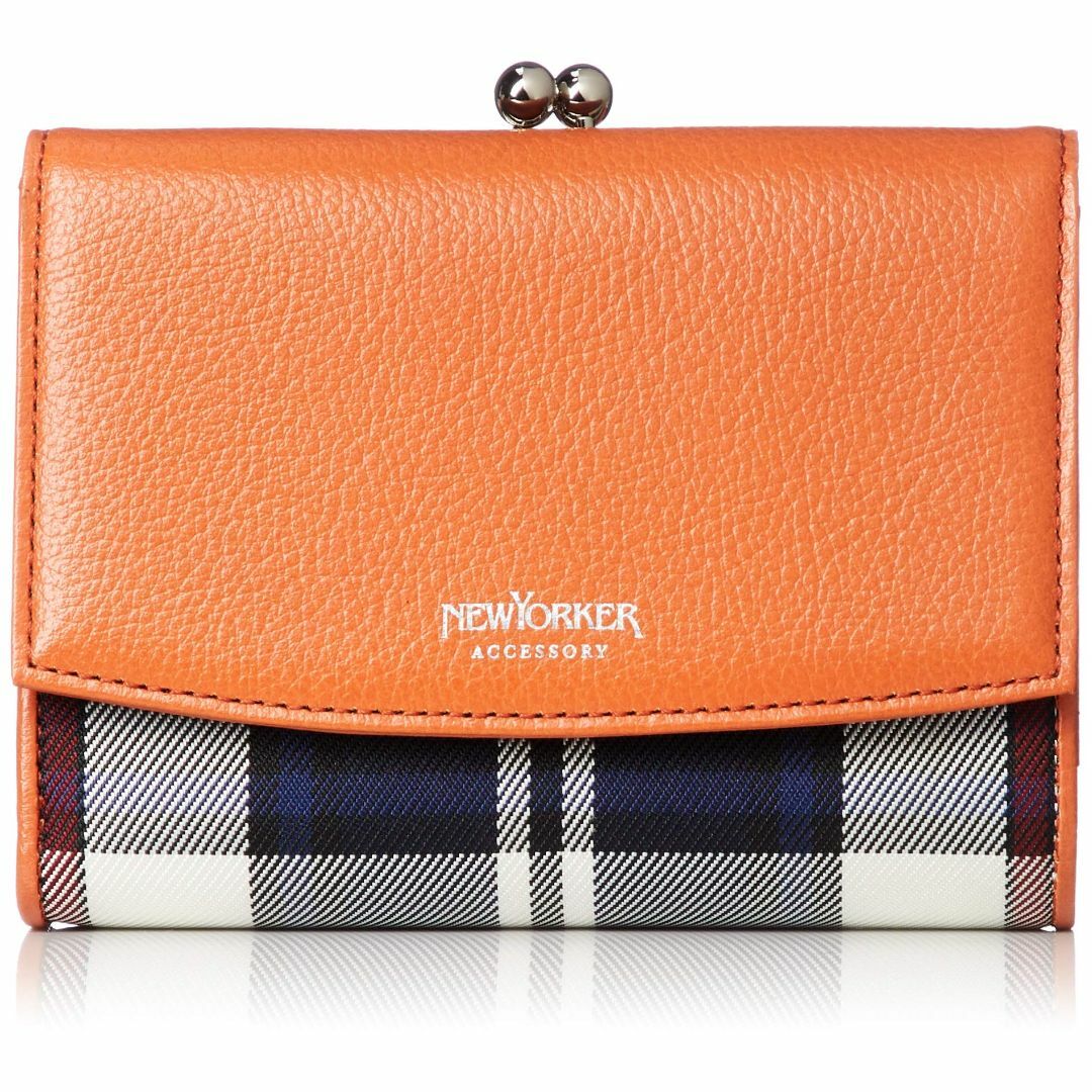 【色: オレンジ】[ニューヨーカー アクセサリー] 財布 二つ折り 口金 レザーバッグ