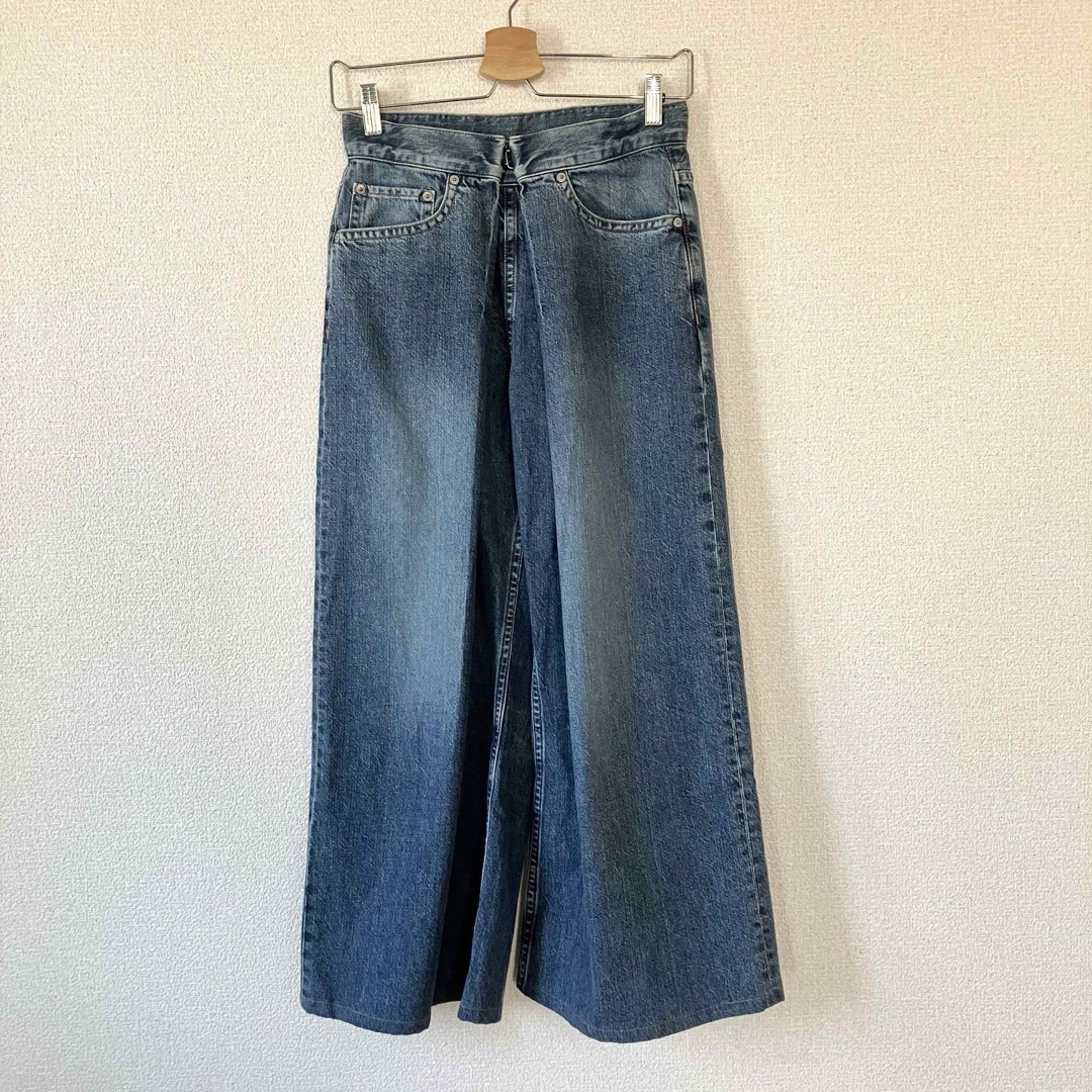 約100cm股上ジョンローレンスサリバン WASHED DENIM WIDE PANTS S