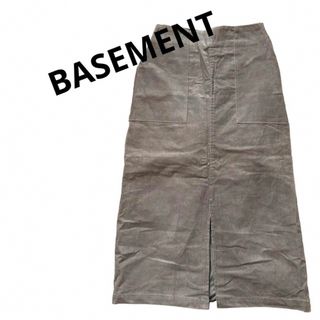 ベースメント(BASEMENT)のBASEMENTベースメントグレー膝丈ミモレ丈タイトスカート膝下コーデュロイ(ひざ丈スカート)