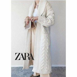 ザラ(ZARA)のZARA ケーブルニットロングコート 1124(ロングコート)