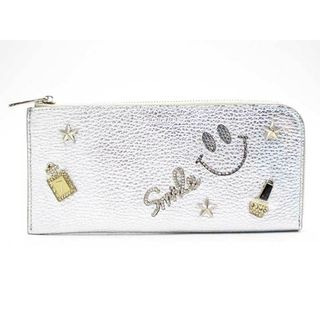 新品未使用品◇SALON DE alfurd/サロンドアルファード◇ルクーチェＬ字ファスナー長財布/Luxuce Long Wallet/ニコちゃん/ビジュー/スタッズ/小物 シルバー/銀 レディース 春夏秋冬 020132(財布)