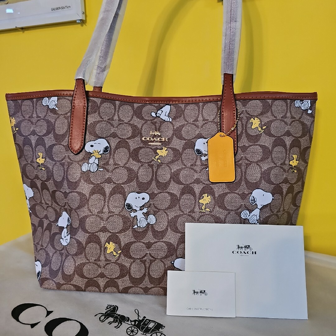 webショップ コーチ スヌーピー トートバッグ COACH 癒し ウッド