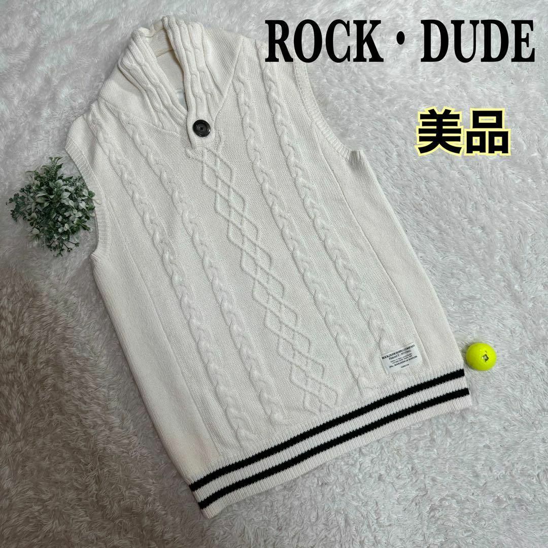 美品 ROCK DUDE ロックデュード コットンニット ベスト ゴルフウェア