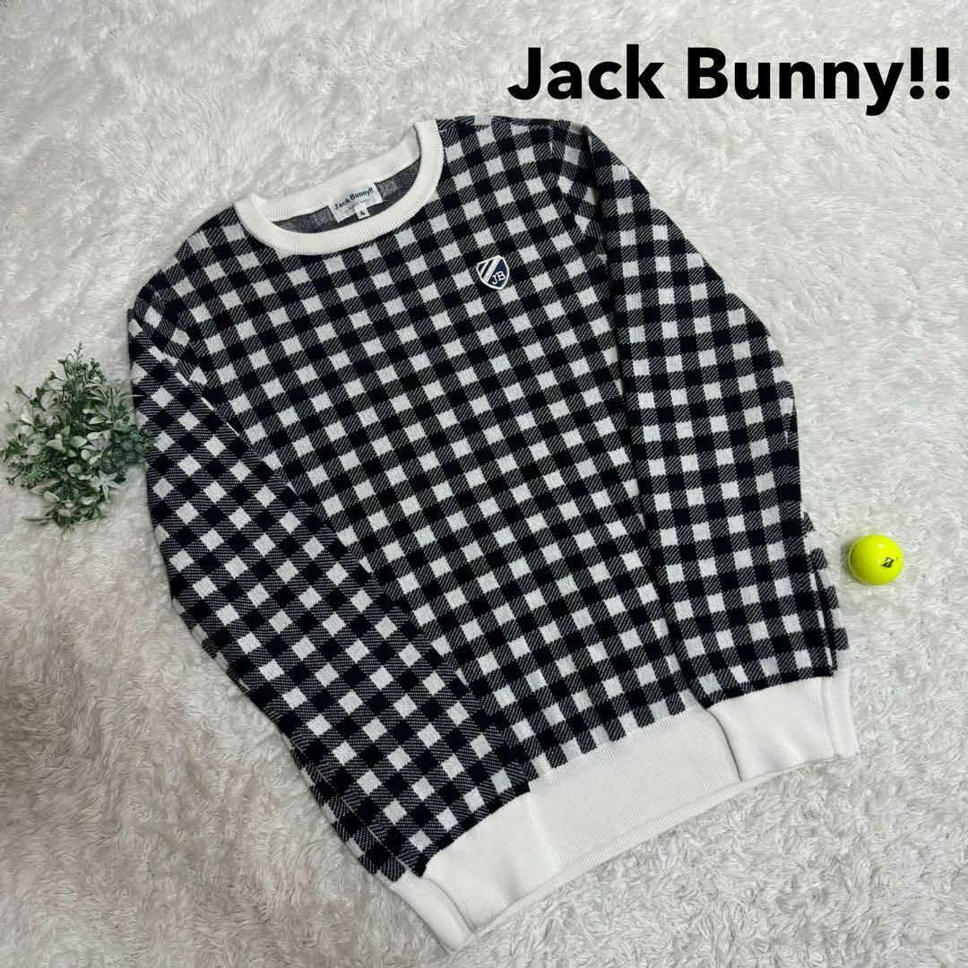 一部予約！】 Jack Bunny!! ジャックバニー 総柄 チェック ニット