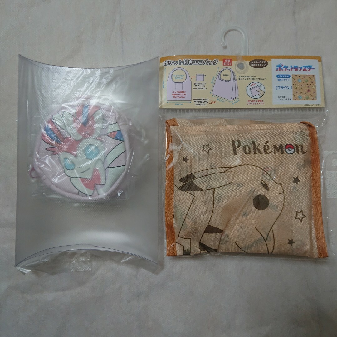 ポケットモンスター PU ミニポーチ ニンフィア + ポケット付きエコバッグ エンタメ/ホビーのおもちゃ/ぬいぐるみ(キャラクターグッズ)の商品写真