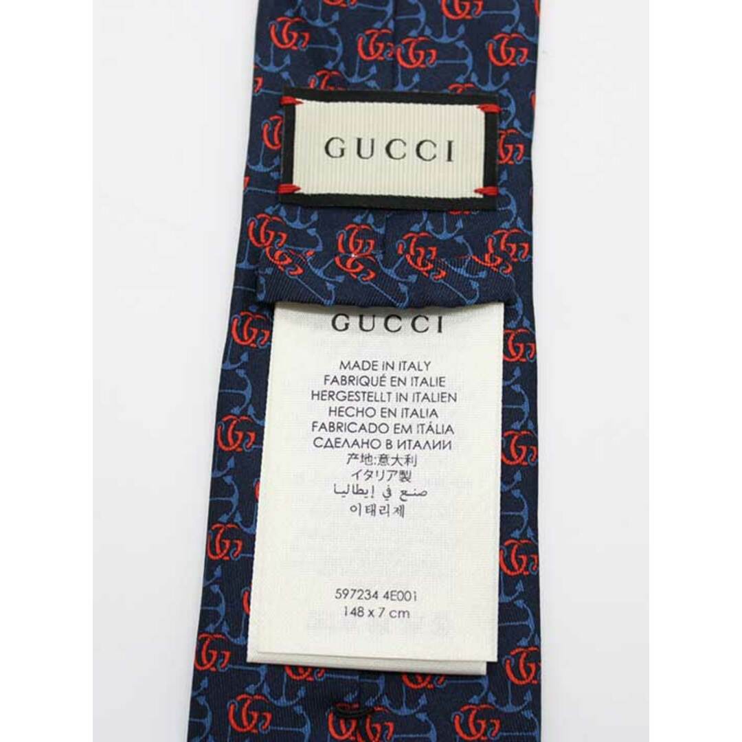 Gucci(グッチ)の【値下げ】◇GUCCI/グッチ◇GG柄シルクネクタイ/ビジネス/小物 ネイビー×レッド/紺×赤 メンズ【中古】春夏秋冬 115032 メンズのファッション小物(その他)の商品写真