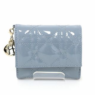 ディオール(Dior)のディオール LADY DIOR ロータスウォレット パテントカーフスキン クラウドブルー カナージュ Sランク 【中古】(財布)