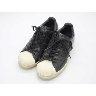 アディダス(adidas)の♪adidas/アディダス♪SUPERSTAR80sシワ加工スニーカー/シューズ/靴 ブラック/黒 レディース 22.5cm【中古】春夏秋冬 910132(スニーカー)