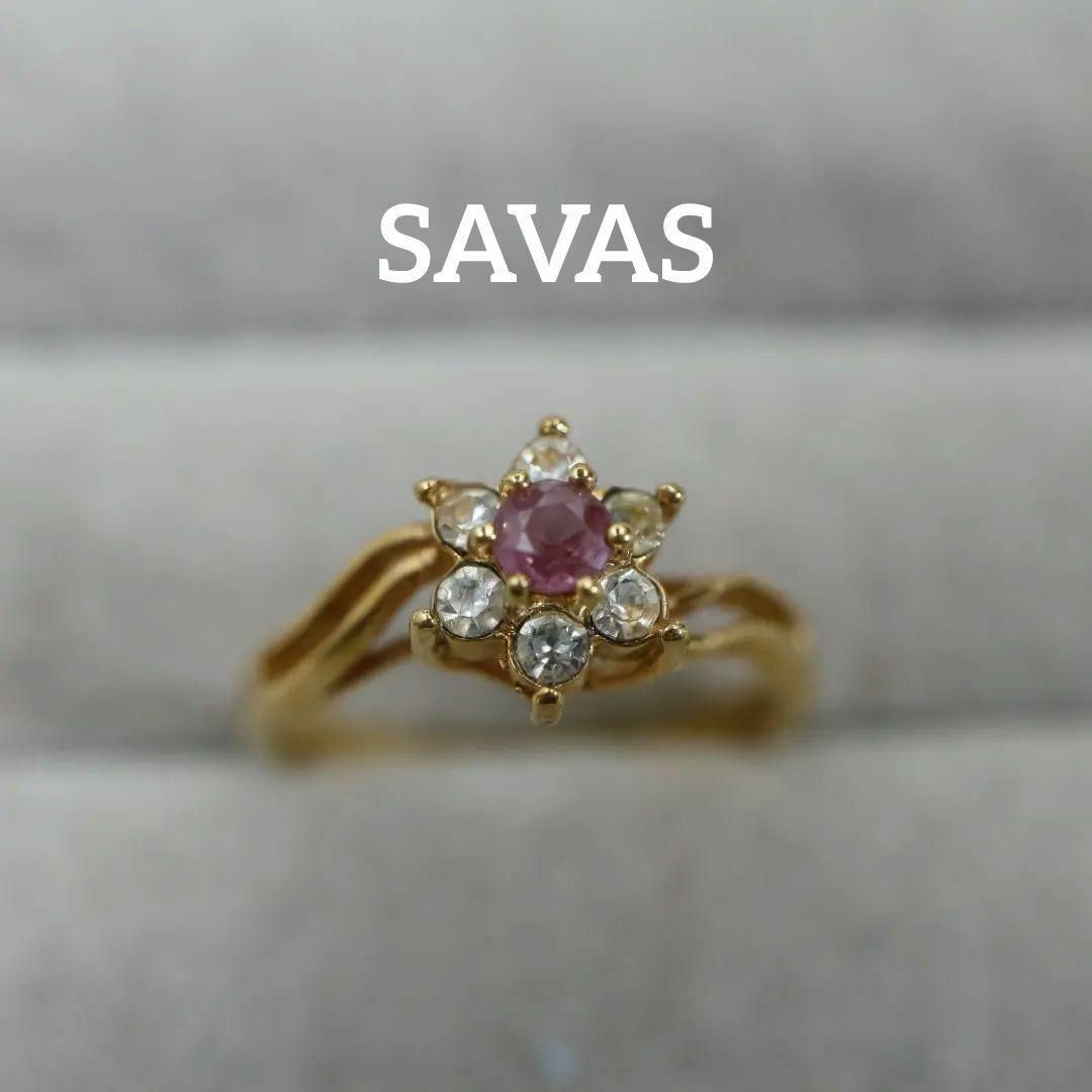 SAVAS(ザバス)の【匿名配送】SAVAS ザバス 指輪 ゴールド 11号 ストーン 花 レディースのアクセサリー(リング(指輪))の商品写真