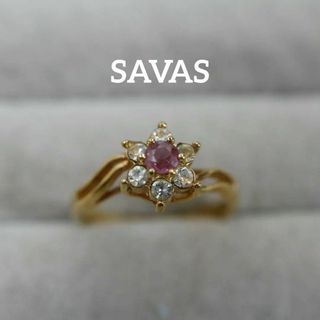 ザバス(SAVAS)の【匿名配送】SAVAS ザバス 指輪 ゴールド 11号 ストーン 花(リング(指輪))