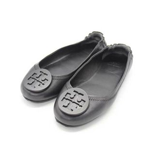 トリーバーチ(Tory Burch)の【値下げ】♪TORY BURCH/トリーバーチ♪ロゴレザーバレエシューズ/パンプス/フラットシューズ/エレガント/シンプル/カジュアル/オシャレ/シューズ/靴 ブラック/黒色 レディース 6M 【中古】 春夏秋冬 612122(バレエシューズ)