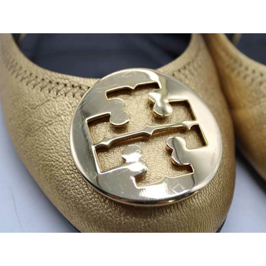 Tory Burch(トリーバーチ)の【新規値下げ】♪TORY BURCH/トリーバーチ♪バレエシューズ/レザー/ロゴ/カジュアル/シューズ/靴 ゴールド/金色 レディース 6.5 (約24cm) 【中古】 春夏秋冬 926022 レディースの靴/シューズ(バレエシューズ)の商品写真