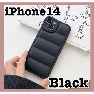 iPhone14ケース  ダウン型　ブラック　インスタ映え　シンプル(iPhoneケース)