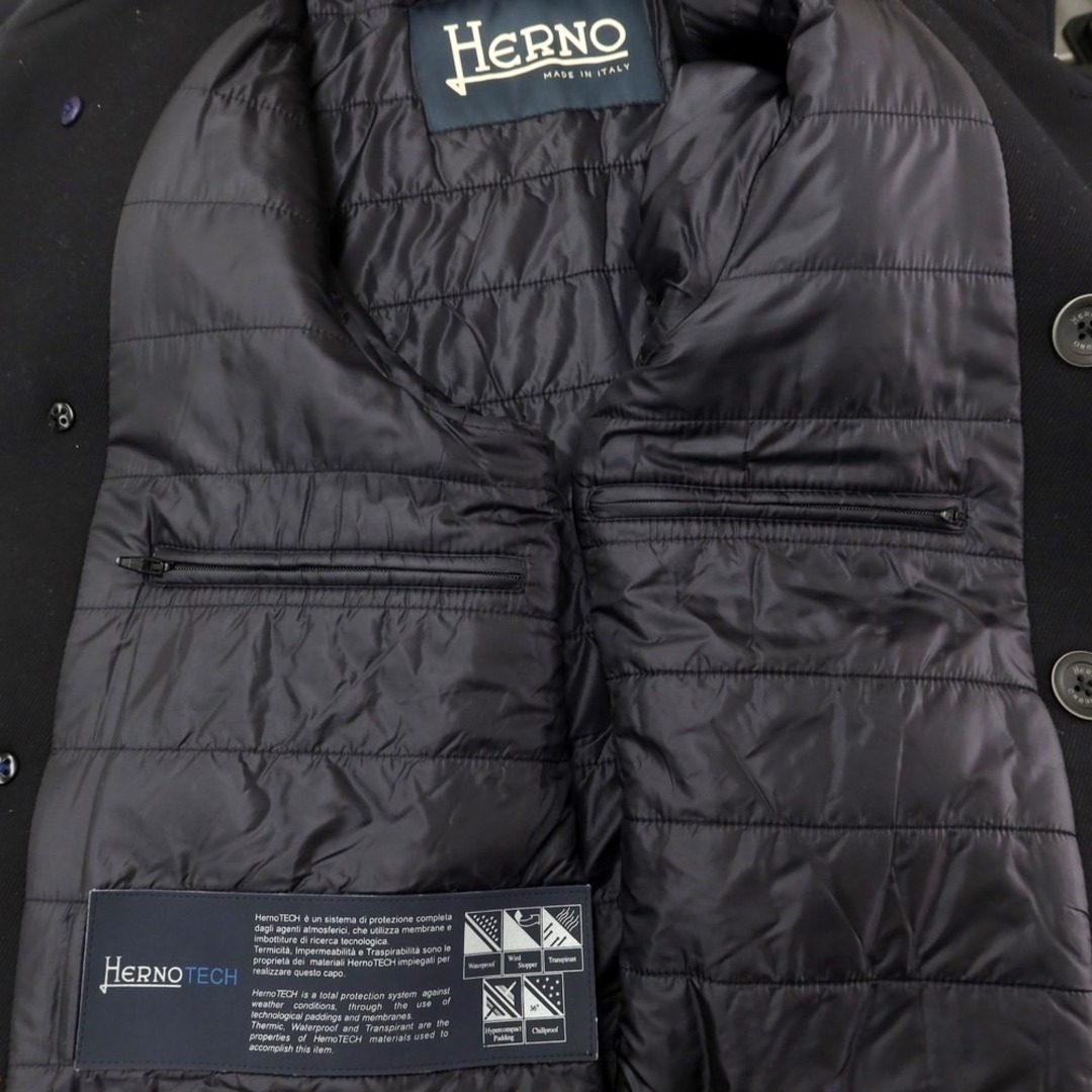 HERNO(ヘルノ)の【中古】ヘルノ Herno ボンディング 中綿 ダブルブレストコート ブラック【サイズ48】【メンズ】 メンズのジャケット/アウター(その他)の商品写真