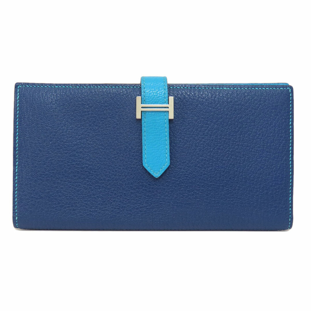 Hermes - HERMES ベアンスフレ ブルー シルバー金具 長財布(小銭入れ