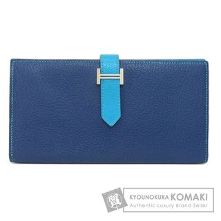 Hermes - HERMES ベアンスフレ ブルー シルバー金具 長財布(小銭入れ