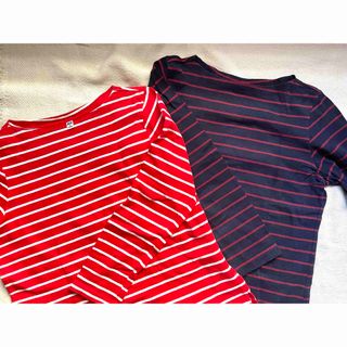 ユニクロ(UNIQLO)のUNIQLO ボーダー　ロングTシャツ(Tシャツ(長袖/七分))