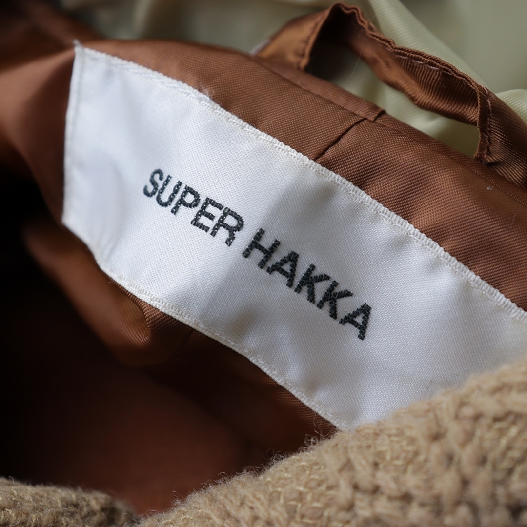 SUPER HAKKA(スーパーハッカ)のスーパーハッカ SUPER HAKKA ケーブルニットMIXメルトンコート/ブラウン ウール ロング【2400013639460】 レディースのジャケット/アウター(その他)の商品写真