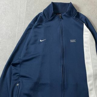 ナイキ(NIKE)のNIKE　DRI FIT　刺繍ロゴ　トラックジャケット　古着　ネイビー　XL(ジャージ)