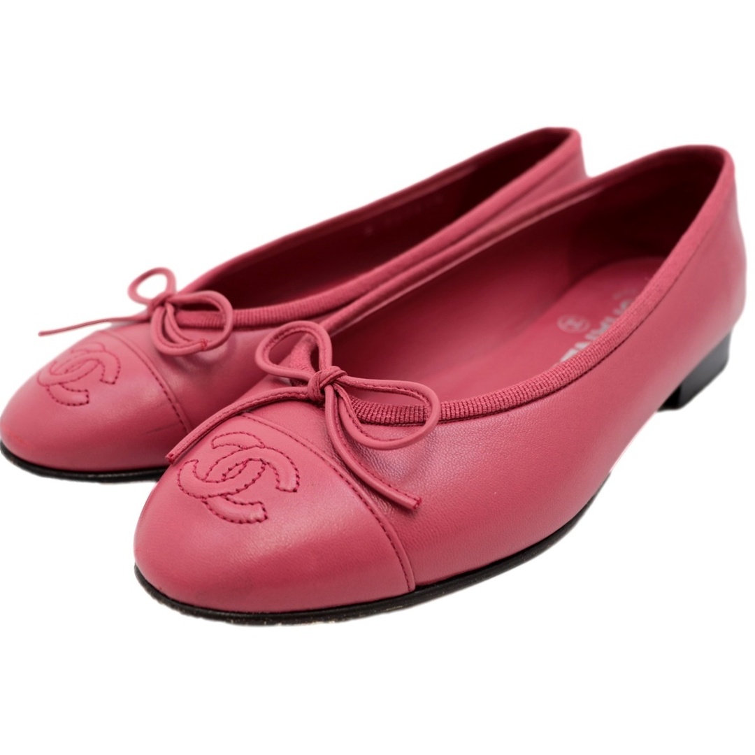 CHANEL - 美品 シャネル フラット バレエシューズ レディース ピンク 34C ココマークステッチ CHANEL