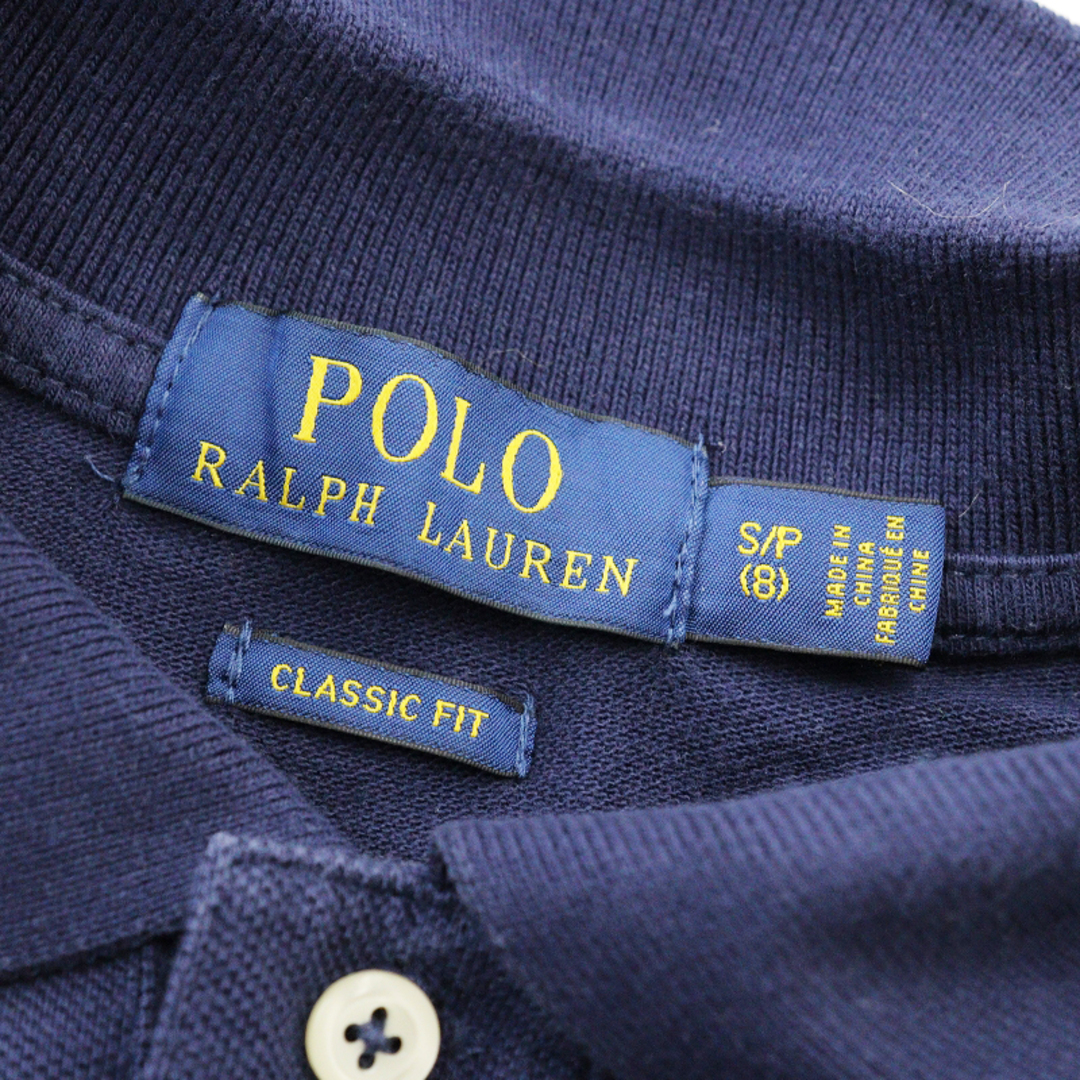 POLO RALPH LAUREN(ポロラルフローレン)のポロラルフローレン POLO RALPH LAUREN デカロゴ刺繍 ロングスリーブ ポロシャツ S/ネイビー トップス ブラウス【2400013628907】 キッズ/ベビー/マタニティのキッズ服男の子用(90cm~)(Tシャツ/カットソー)の商品写真