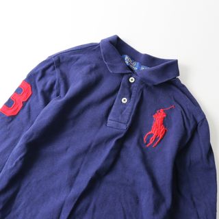 ポロラルフローレン(POLO RALPH LAUREN)のポロラルフローレン POLO RALPH LAUREN デカロゴ刺繍 ロングスリーブ ポロシャツ S/ネイビー トップス ブラウス【2400013628907】(Tシャツ/カットソー)