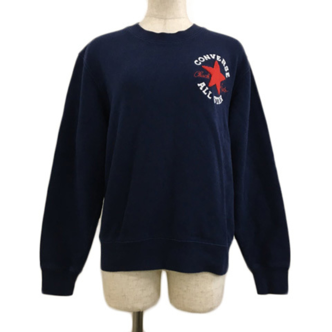 CONVERSE(コンバース)のコンバース トレーナー スウェット プルオーバー 刺繍 ロゴ 長袖 M 紺 赤 レディースのトップス(トレーナー/スウェット)の商品写真