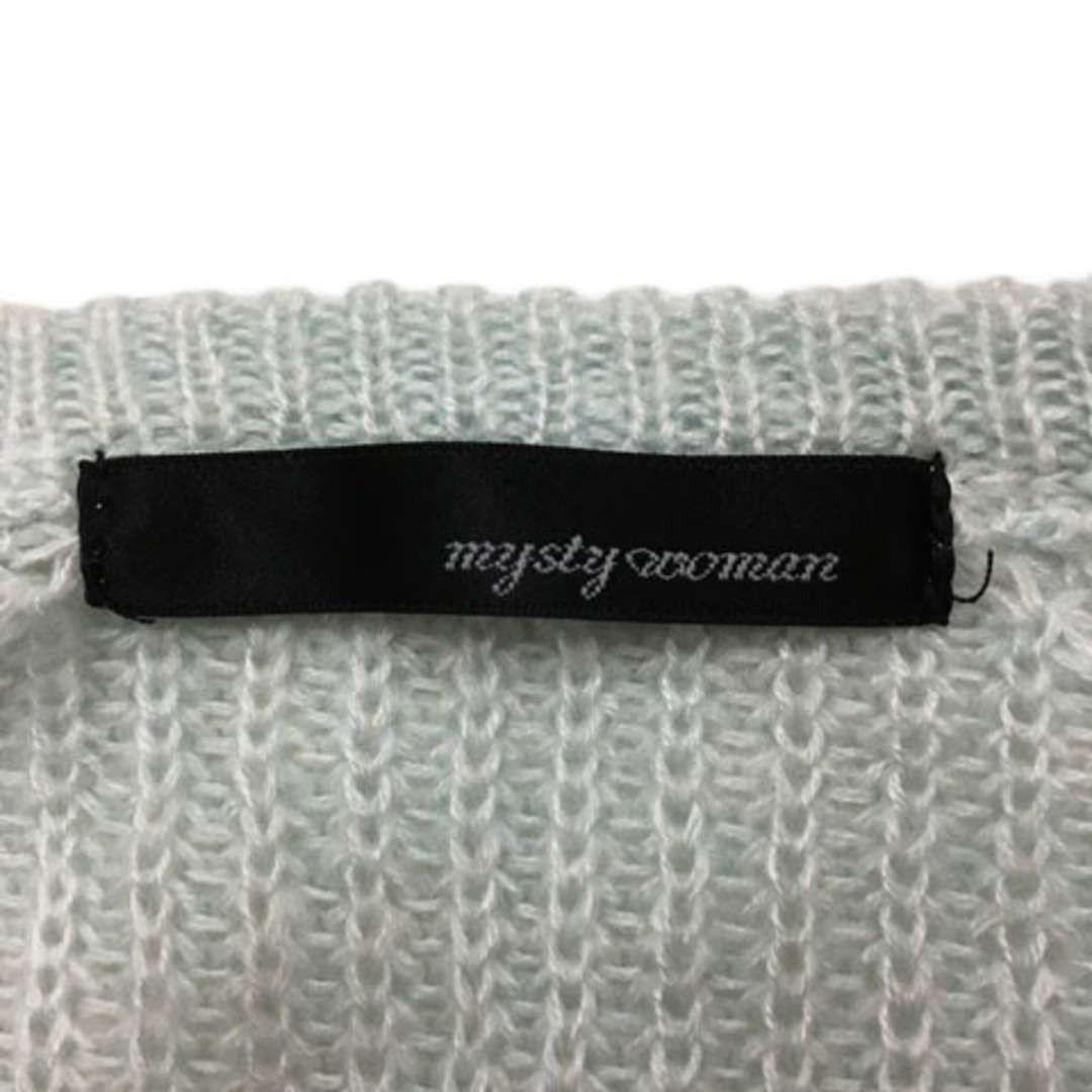 mysty woman(ミスティウーマン)のミスティウーマン セーター ニット プルオーバー ビジュー 長袖 M 水色 レディースのトップス(ニット/セーター)の商品写真