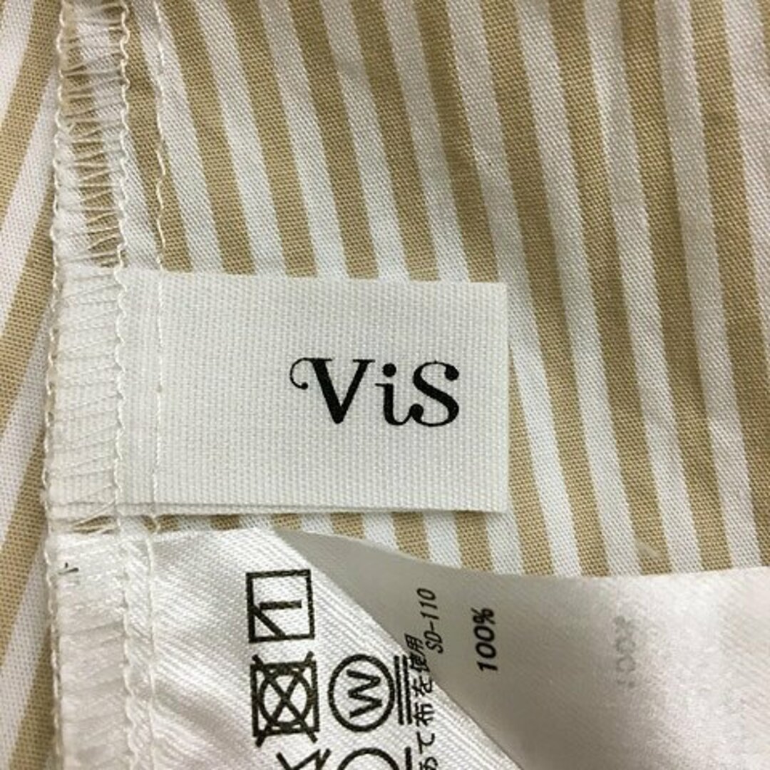 ViS(ヴィス)のビス ブラウス シャツ チュニック ギャザー ストライプ 五分袖 F ベージュ レディースのトップス(その他)の商品写真