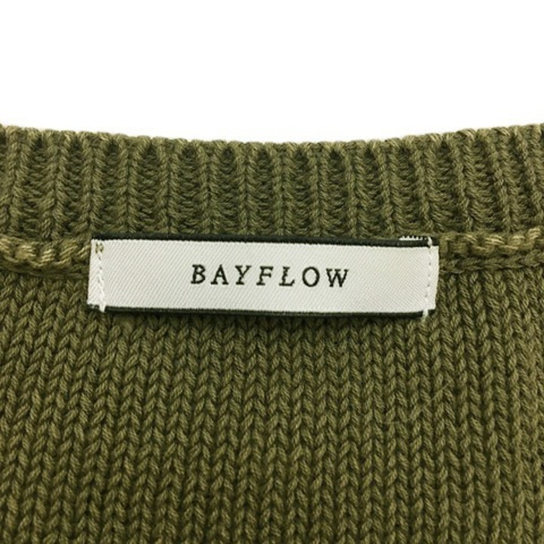 BAYFLOW(ベイフロー)のベイフロー セーター ニット プルオーバー 透かし編み 無地 半袖 3 緑 レディースのトップス(ニット/セーター)の商品写真