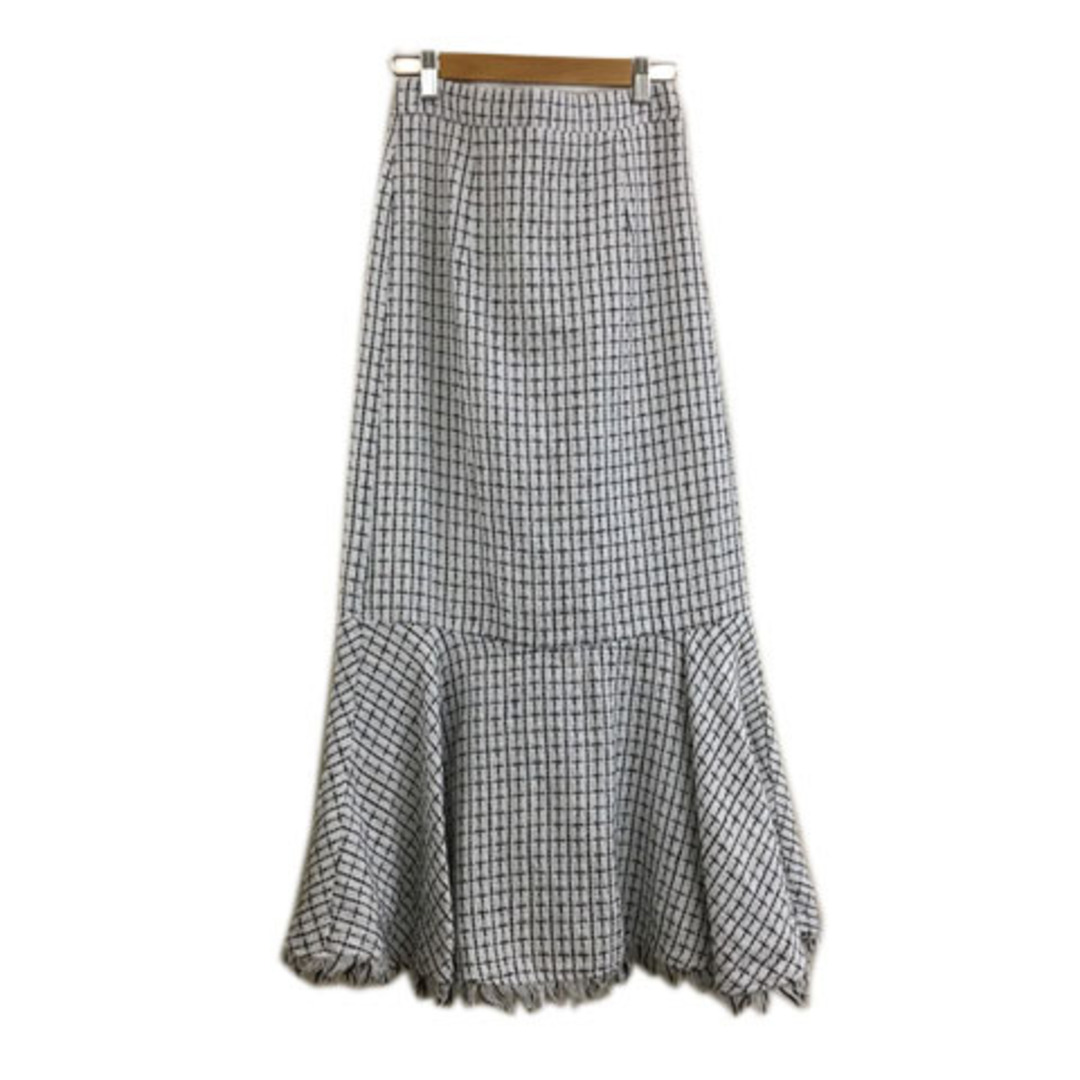 GRL(グレイル)のグレイル スカート マーメイド ロング チェック ツイード S 白 黒 レディースのスカート(ロングスカート)の商品写真