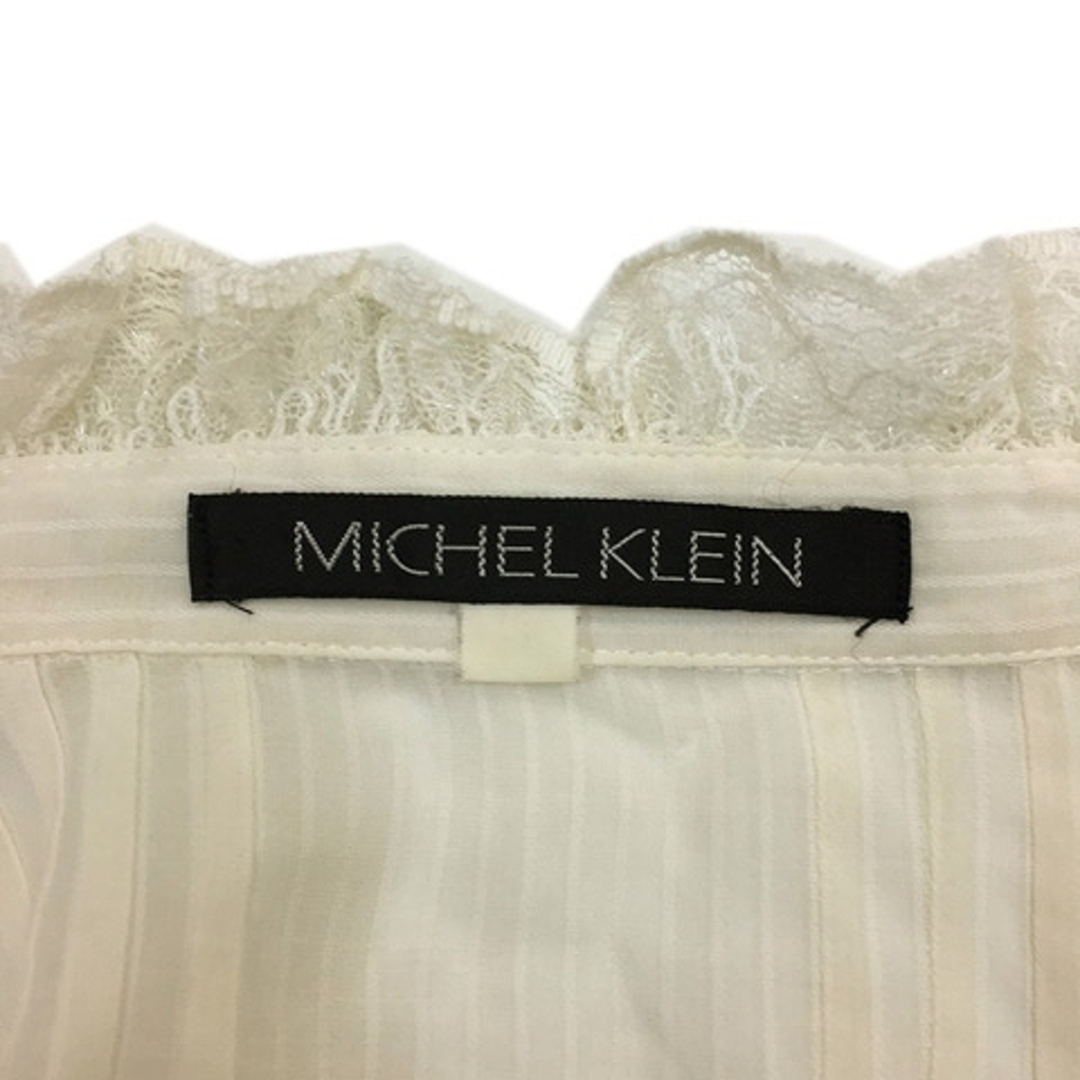 MICHEL KLEIN(ミッシェルクラン)のミッシェルクラン ブラウス シャツ ストライプ レース 七分袖 38 白 レディースのトップス(その他)の商品写真