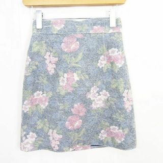 マジェスティックレゴン(MAJESTIC LEGON)のMAJESTIC LEGON スカート タイト 膝丈 ウール 起毛 花柄 S(ひざ丈スカート)