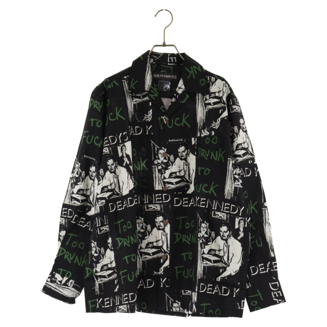 60センチ肩幅WACKO MARIA ワコマリア 23AW DEAD KENNEDYS HAWAIIAN SHIRT L/S TYPE 2 デッドケネディーズ 総柄 オープンカラー 長袖ハワイアンシャツ DEADKENNEDYS-WM-HI02 ブラック