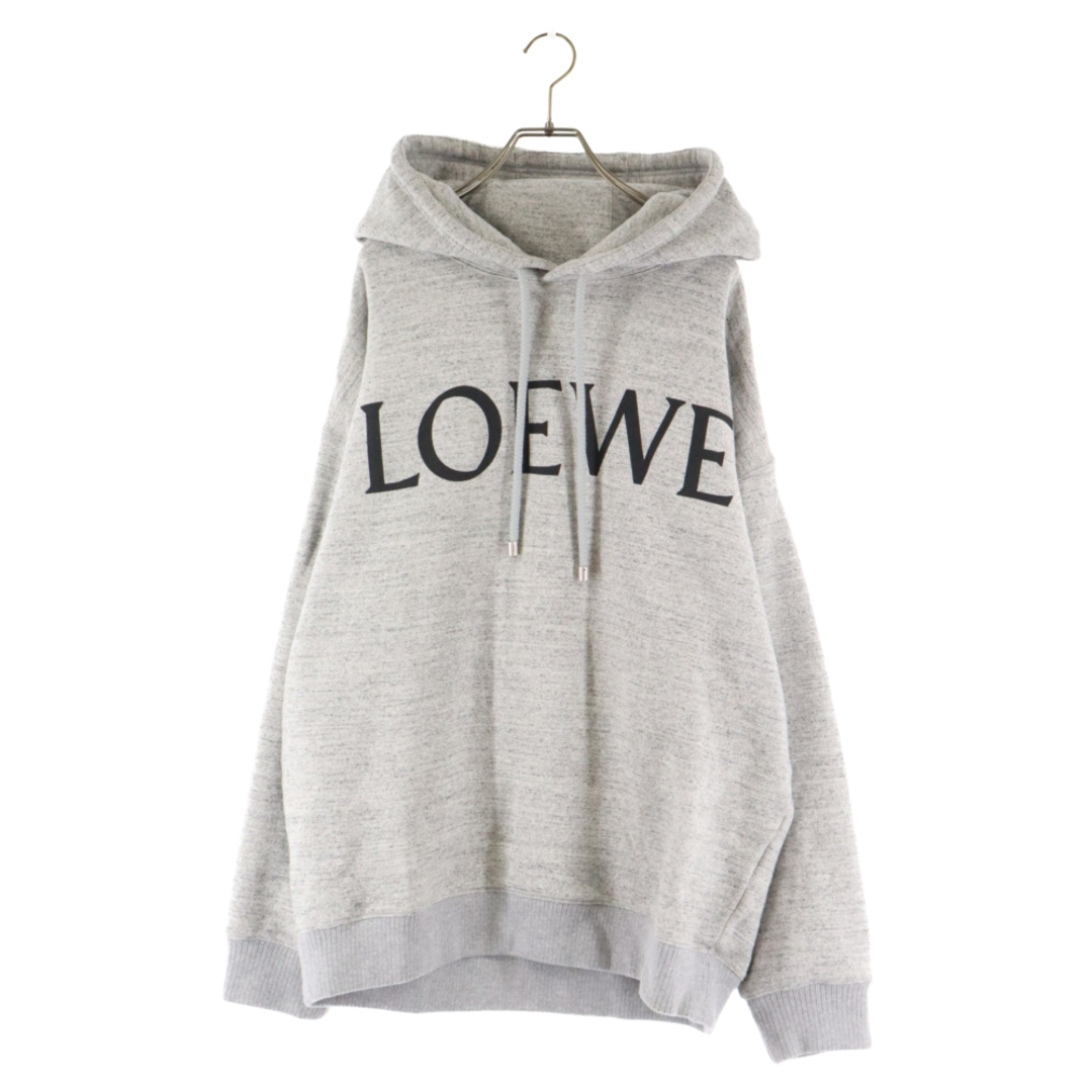 68センチ肩幅LOEWE ロエベ 23AW OVERSIZE FRONT PRINT LOGO PULLOVER HOODIE オーバーサイズフロントプリントロゴプルオーバーフーディ パーカー グレー H526Y25X36