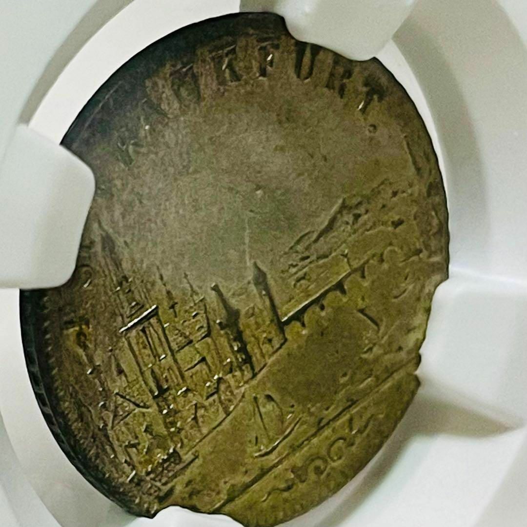 1853 ドイツ 都市景観 フランクフルト自由都市 ６クロイツァー銀貨 MS62約2025㎜コイン重量